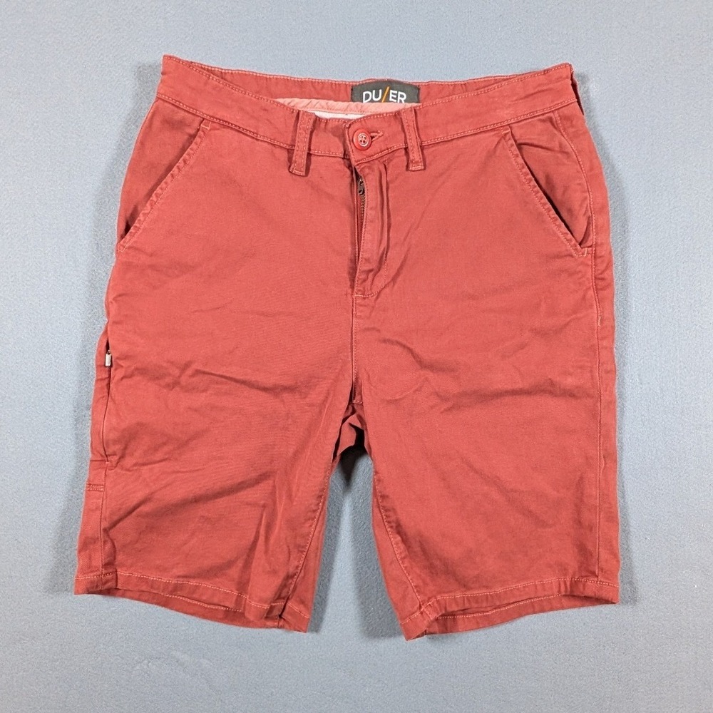 DU/ER Performance Chino Shorts Mens 30 Rust Red Stretch Casual Outdoor